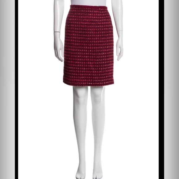 Tory Burch Victory Tweed Pencil Skirt in Dark Plum - 10​ - Picture 3 of 12